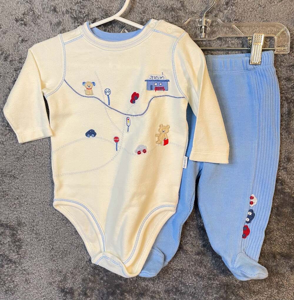 Vintage Little Me Baby Boy 2-Piece Bodysuit and Footed Pant Set Size 6M